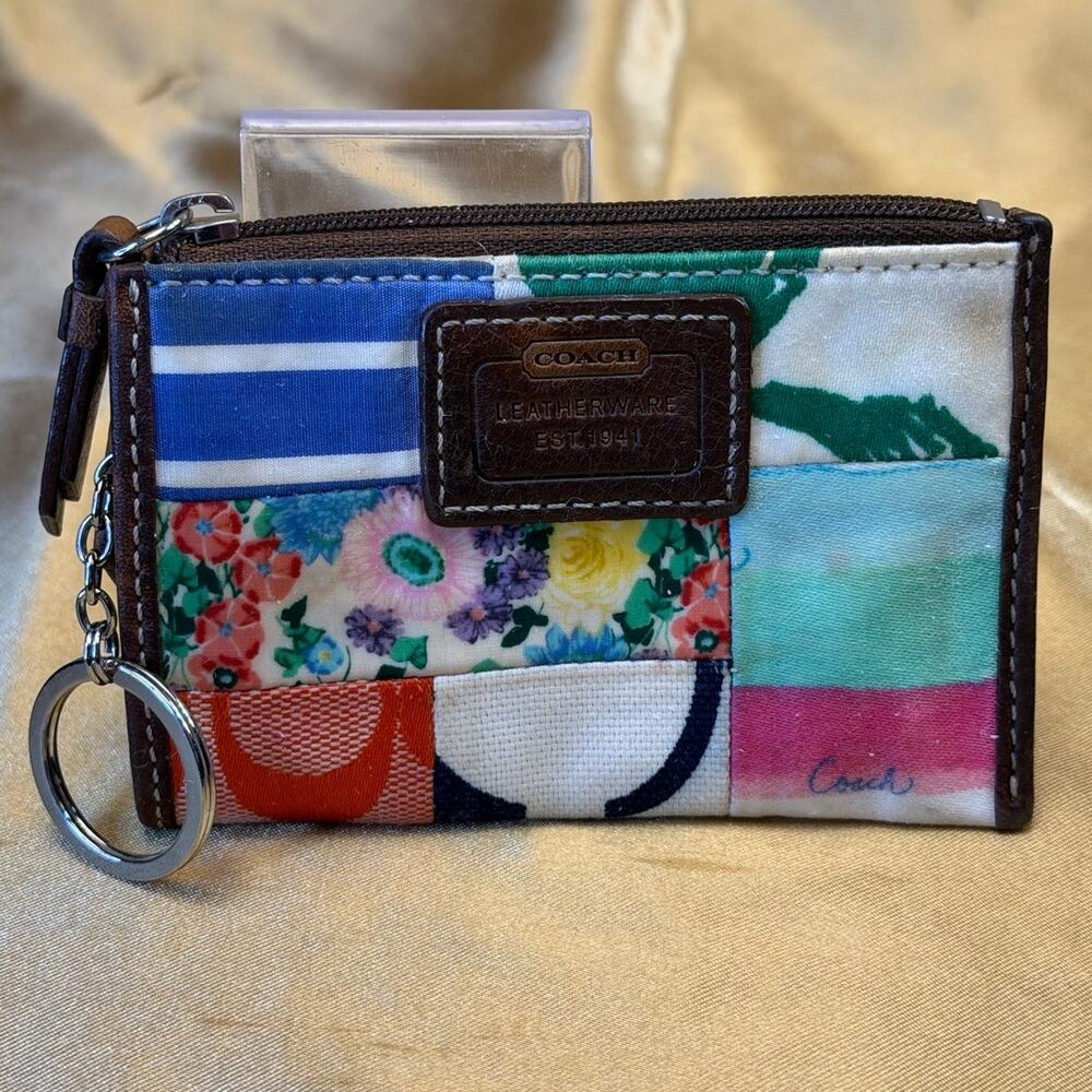 Coach LeatherWear Est 1941 Vintage Y2K Patchwork Key Chain Coin Card Mini Pouch